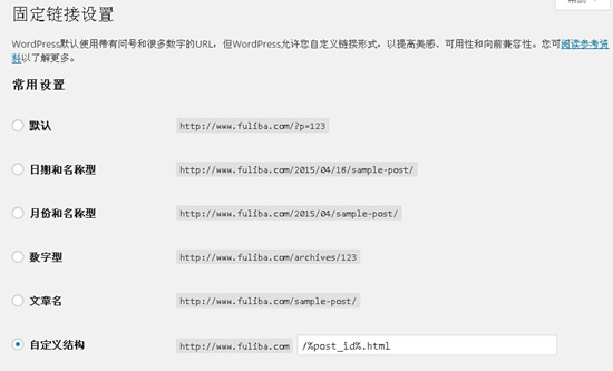 Wordpress网站固定链接URL如何设置