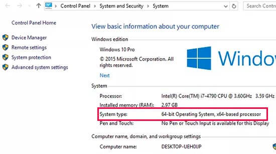 在Windows 10中查找操作系统类型